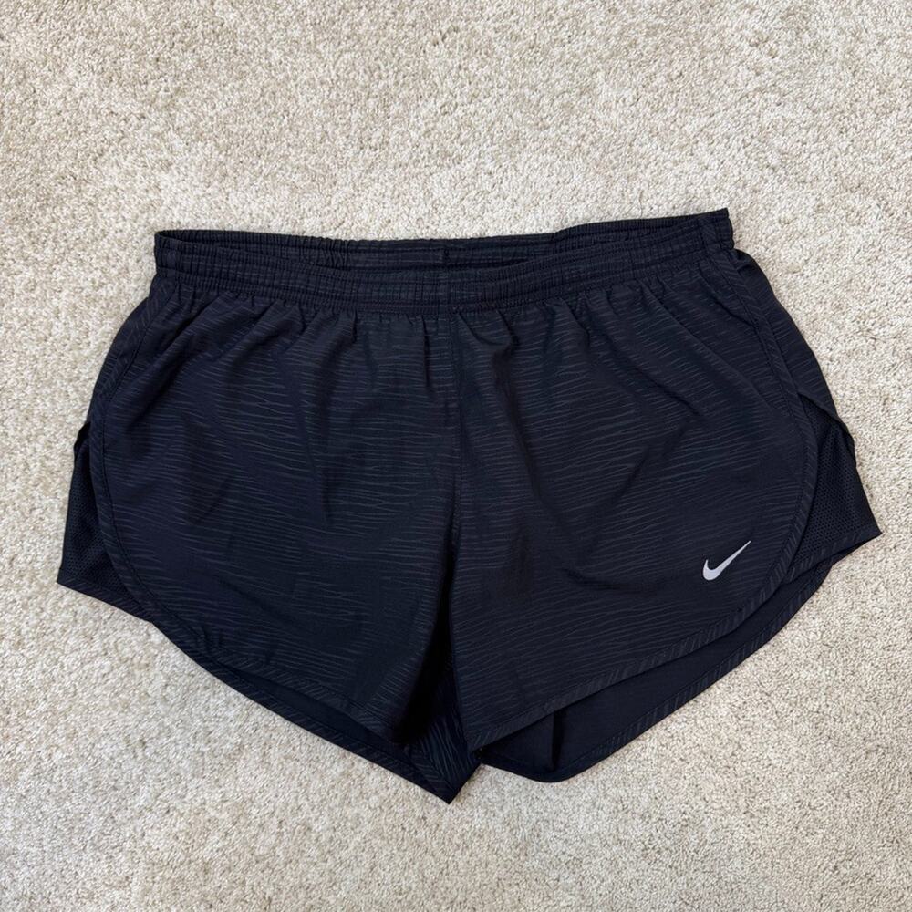 Women’s Nike Dri-Fit Lined & Drawstring Shorts, Size S, Black with Line Pattern